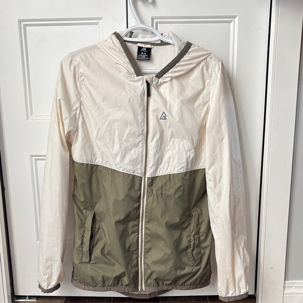 Women's Two-Tone Utility Jacket - Cream and Olive